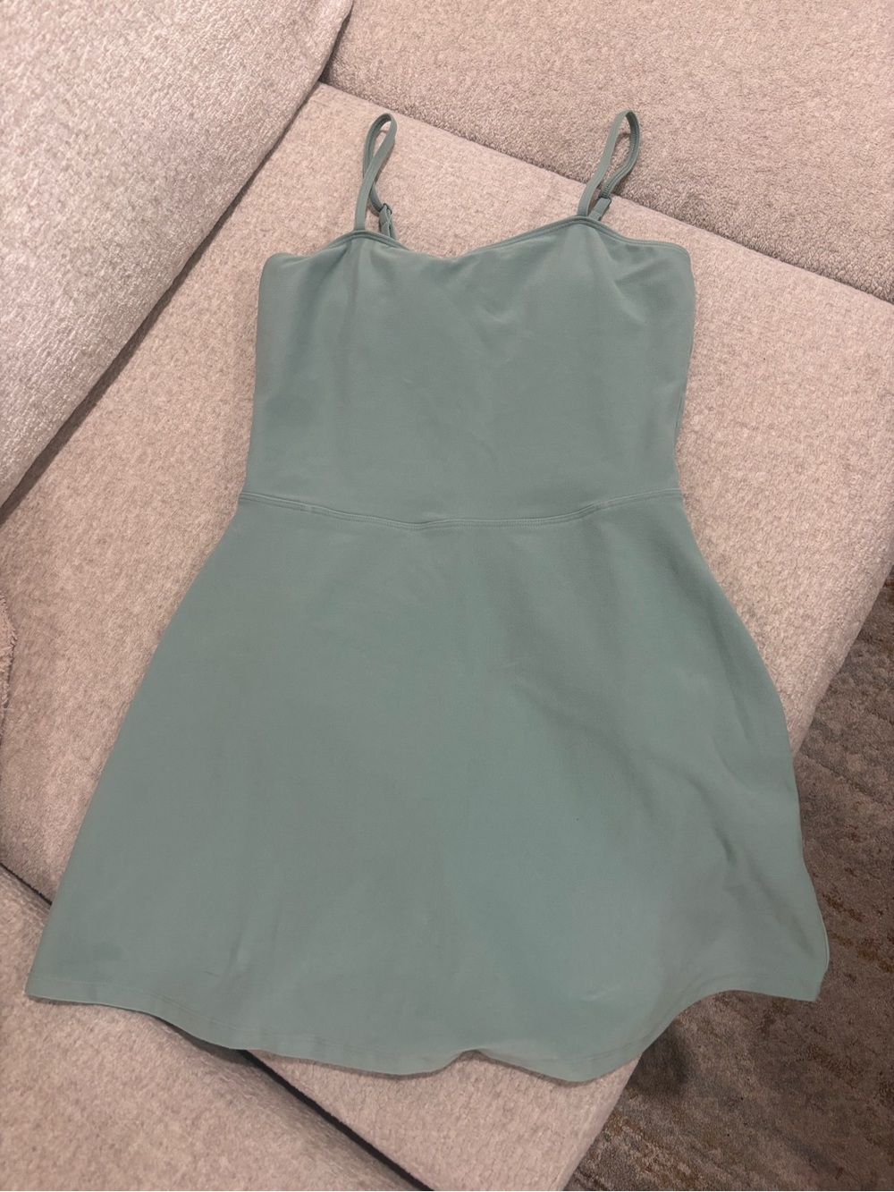 ALO Yoga Sage Green Spaghetti Strap Mini Dress